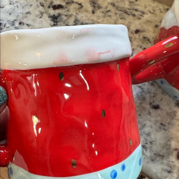 *SET OF 2* ANTHROPOLOGIE BIRD CAN FOX SANTA FACE MUGS - Picture 8 of 8